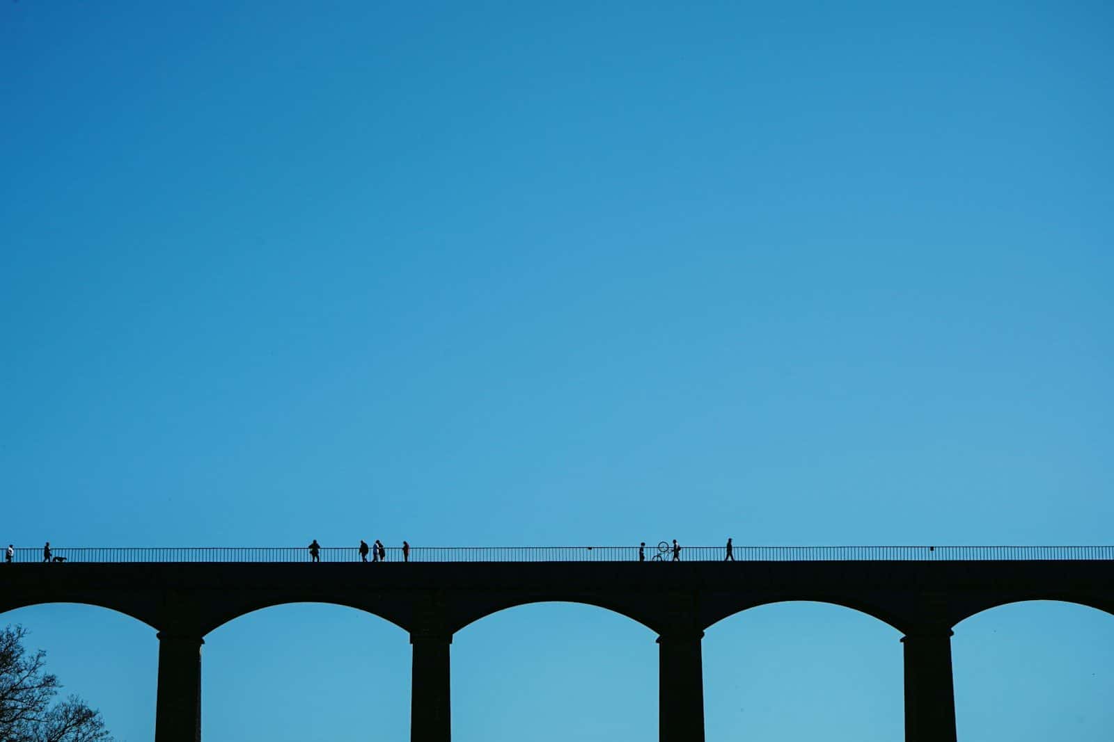 Walkers on the Pontcysyllte Aqueduct near Wrexham